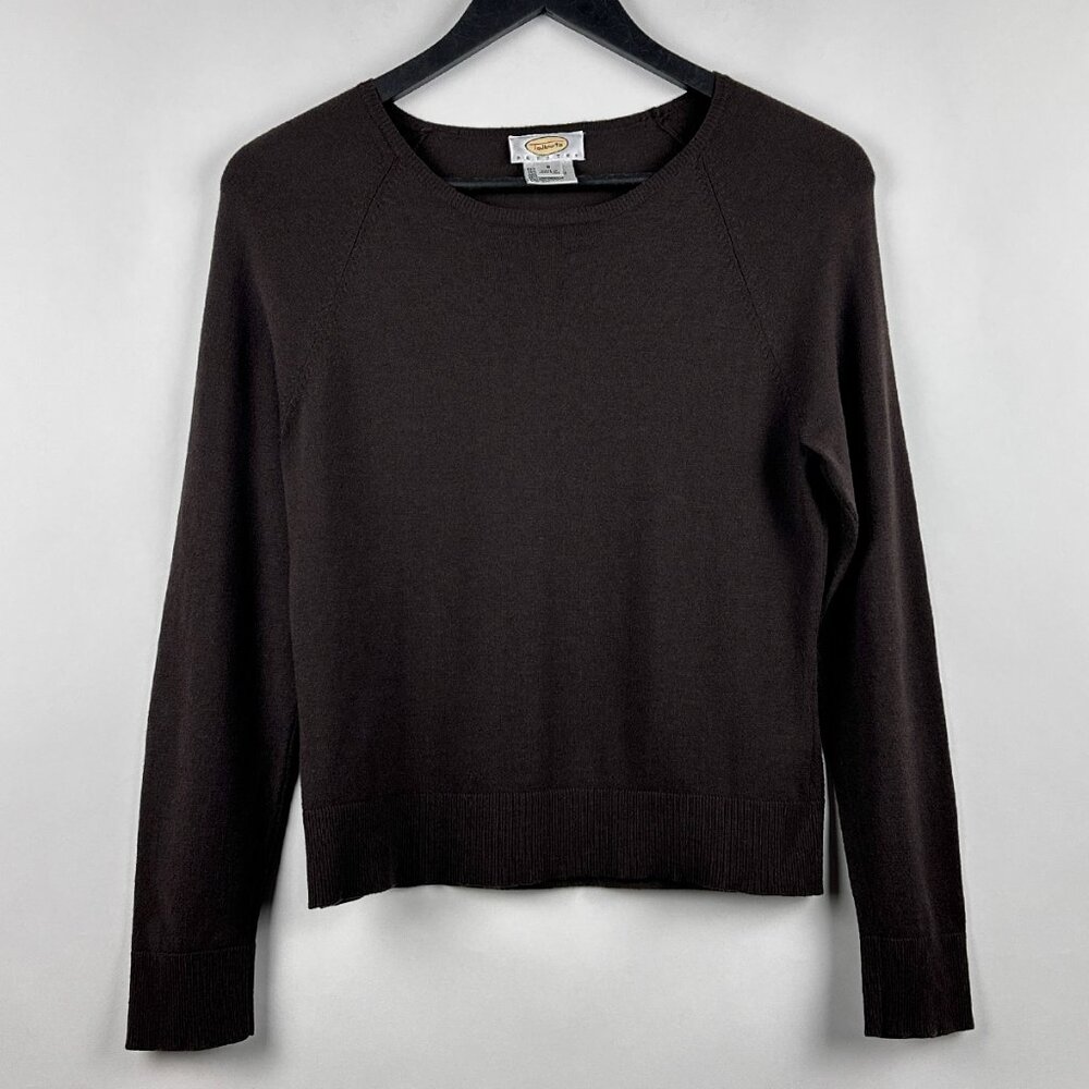 Talbots Brown Lightweight Scoop Neck Sweater Rayon Nylon Size Small Petite SP - Picture 1 of 9